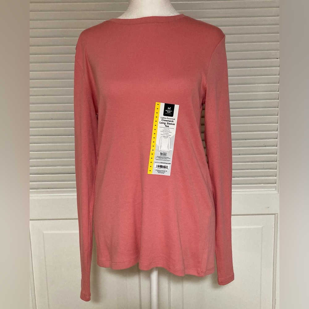 NWT Member’s Mark Long Sleeve Pink Crewneck Tee Size Medium - Picture 3 of 10
